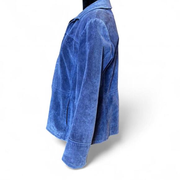 Purple Suede Look Zip Jacket Soft Moto Style Y2K Minimalist Size PL - Picture 5 of 8